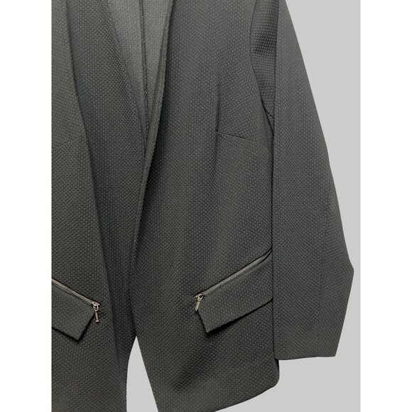 Alfani Women's Open Front Textured Blazer Jacket 2X Black Career Goth Minimalist - Picture 6 of 16